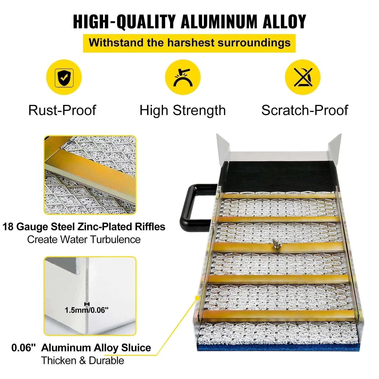 Aluminum Sluice Box Kit with Pocket Scale for Gold Prospecting-50Inch / france