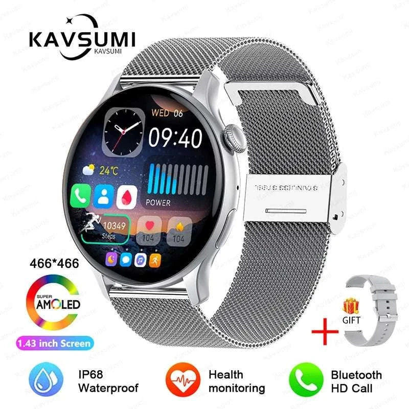 AMOLED Smart Watch with Bluetooth Calling & Fitness Tracking-Gold / Original AMOLED / China Mainland