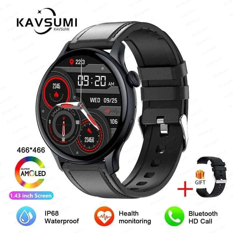 AMOLED Smart Watch with Bluetooth Calling & Fitness Tracking-Gold / Original AMOLED / China Mainland