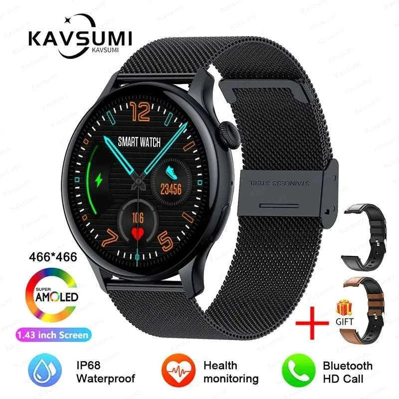 AMOLED Smart Watch with Bluetooth Calling & Fitness Tracking-Gold / Original AMOLED / China Mainland