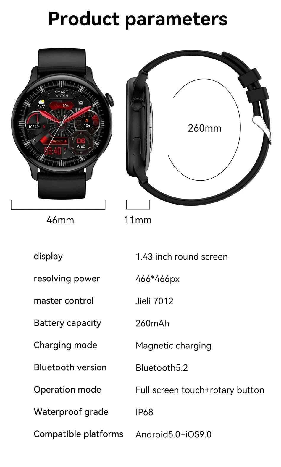 AMOLED Smart Watch with Bluetooth Calling & Fitness Tracking-Gold / Original AMOLED / China Mainland