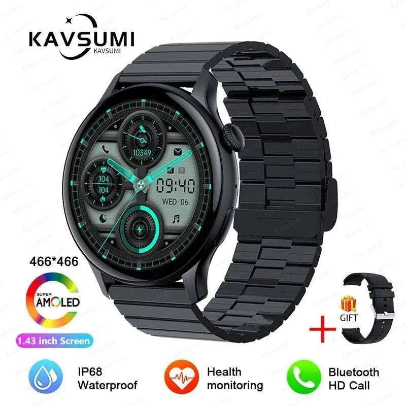 AMOLED Smart Watch with Bluetooth Calling & Fitness Tracking-Gold / Original AMOLED / China Mainland
