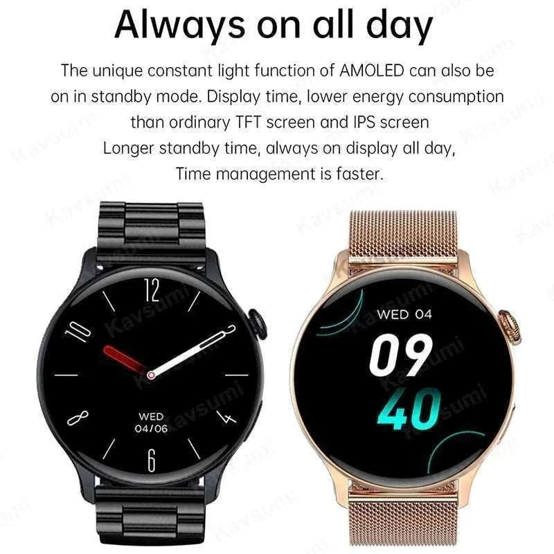 AMOLED Smart Watch with Bluetooth Calling & Fitness Tracking-Gold / Original AMOLED / China Mainland
