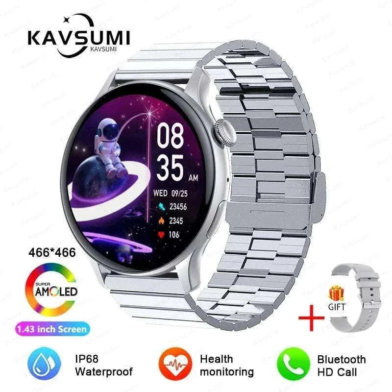 AMOLED Smart Watch with Bluetooth Calling & Fitness Tracking-Gold / Original AMOLED / China Mainland