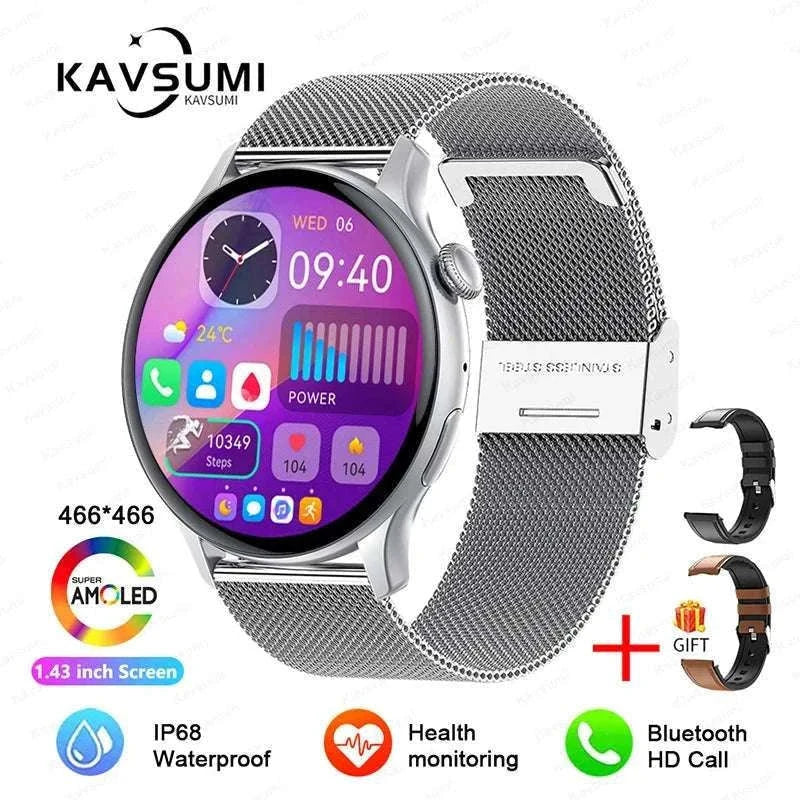 AMOLED Smart Watch with Bluetooth Calling & Fitness Tracking-Gold / Original AMOLED / China Mainland