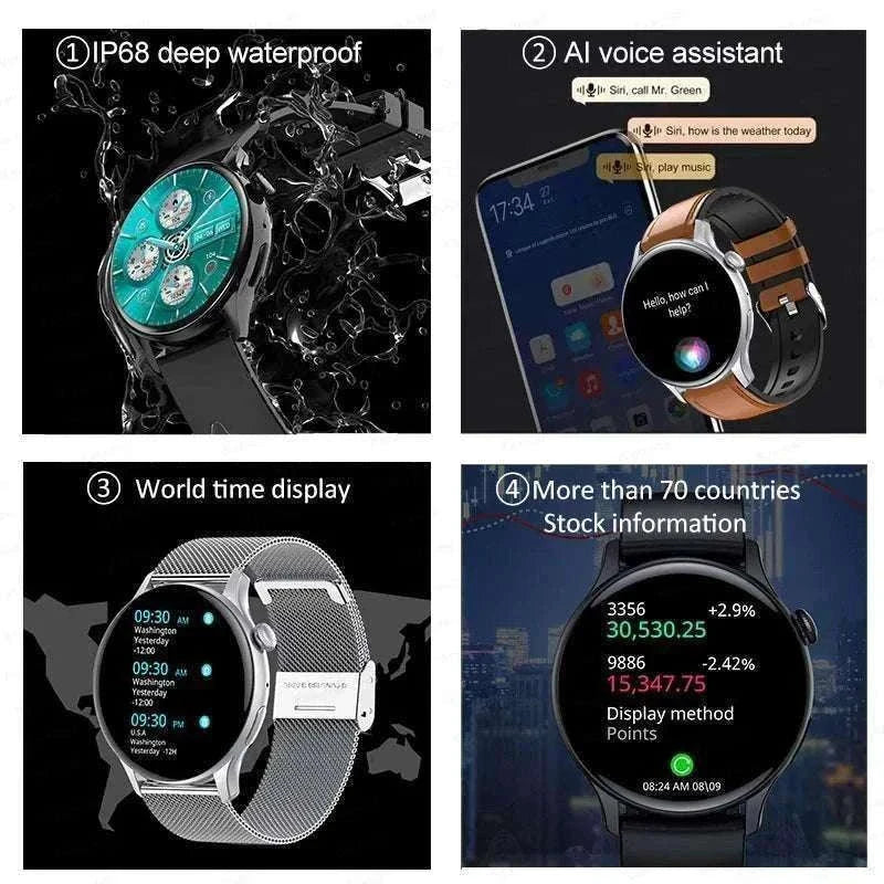 AMOLED Smart Watch with Bluetooth Calling & Fitness Tracking-Gold / Original AMOLED / China Mainland