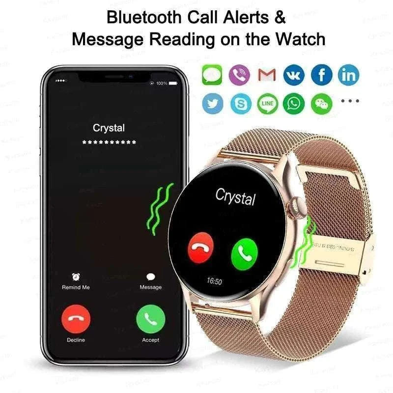 AMOLED Smart Watch with Bluetooth Calling & Fitness Tracking-Gold / Original AMOLED / China Mainland