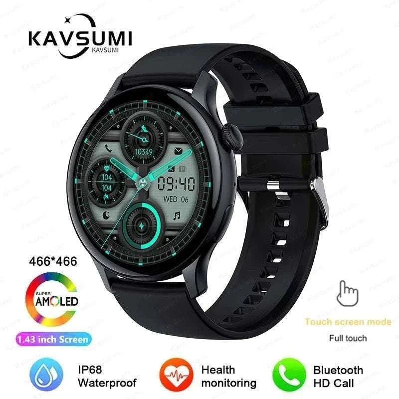 AMOLED Smart Watch with Bluetooth Calling & Fitness Tracking-Gold / Original AMOLED / China Mainland