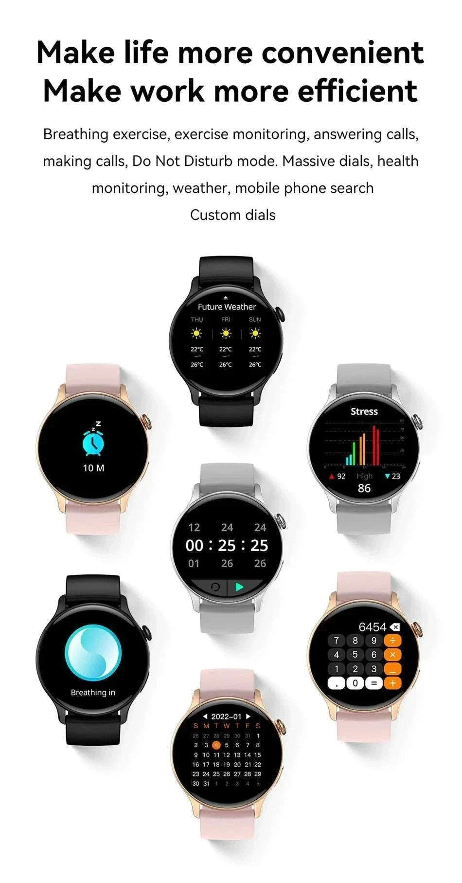 AMOLED Smart Watch with Bluetooth Calling & Fitness Tracking-Gold / Original AMOLED / China Mainland
