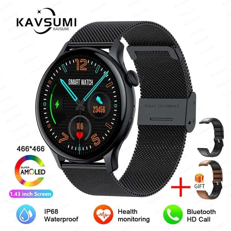 AMOLED Smart Watch with Bluetooth Calling & Fitness Tracking-Gold / Original AMOLED / China Mainland