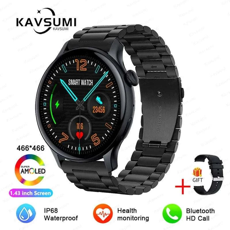 AMOLED Smart Watch with Bluetooth Calling & Fitness Tracking-Gold / Original AMOLED / China Mainland