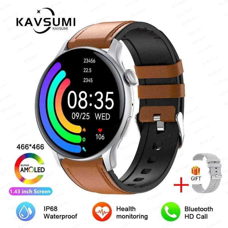 AMOLED Smart Watch with Bluetooth Calling & Fitness Tracking-Gold / Original AMOLED / China Mainland