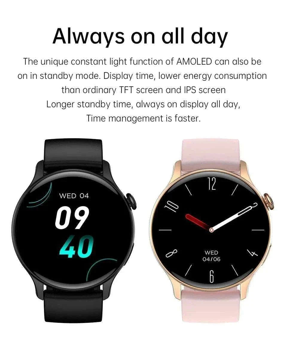 AMOLED Smart Watch with Bluetooth Calling & Fitness Tracking-Gold / Original AMOLED / China Mainland
