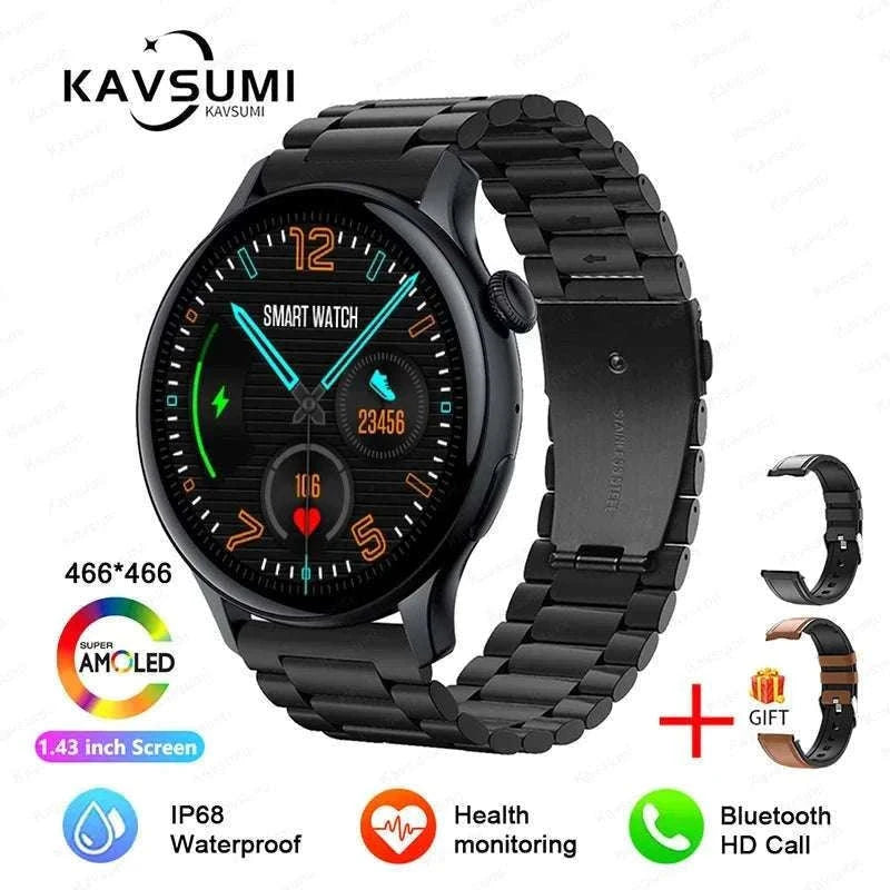 AMOLED Smart Watch with Bluetooth Calling & Fitness Tracking-Gold / Original AMOLED / China Mainland