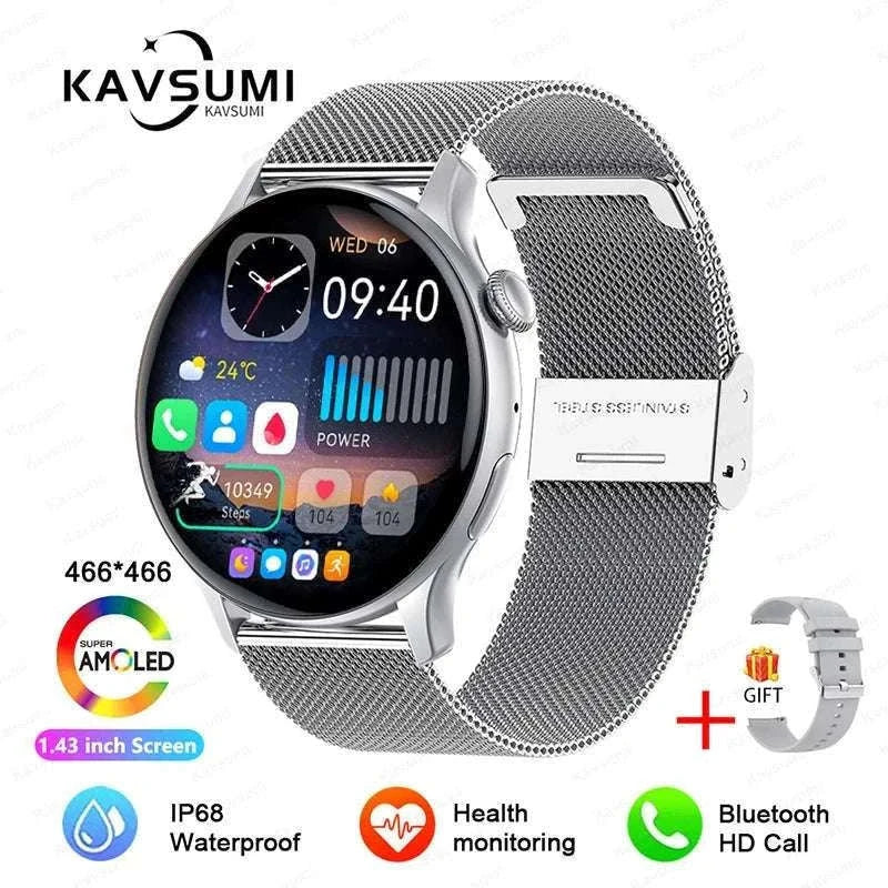 AMOLED Smart Watch with Bluetooth Calling & Fitness Tracking-Gold / Original AMOLED / China Mainland