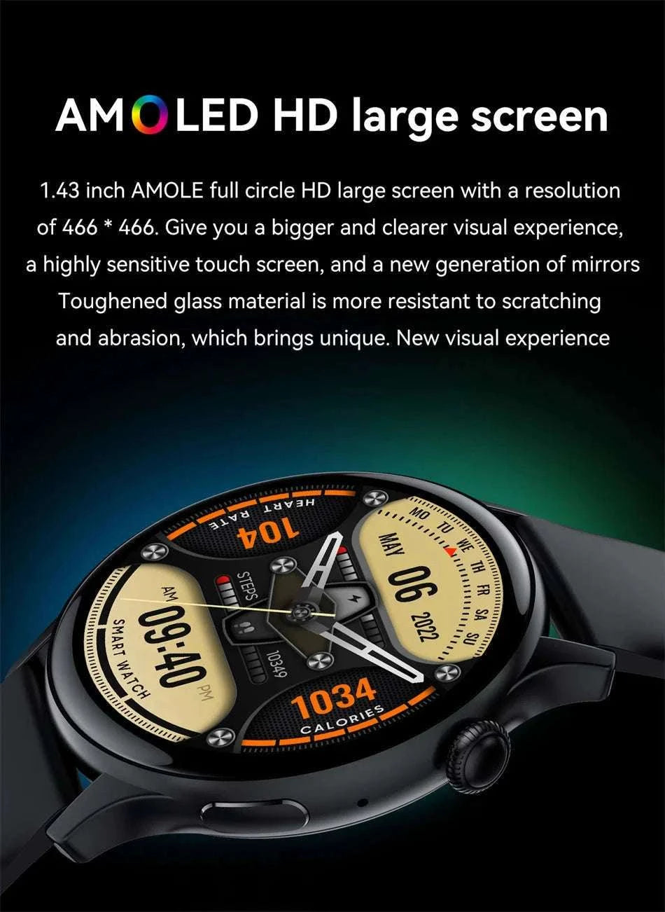 AMOLED Smart Watch with Bluetooth Calling & Fitness Tracking-Gold / Original AMOLED / China Mainland