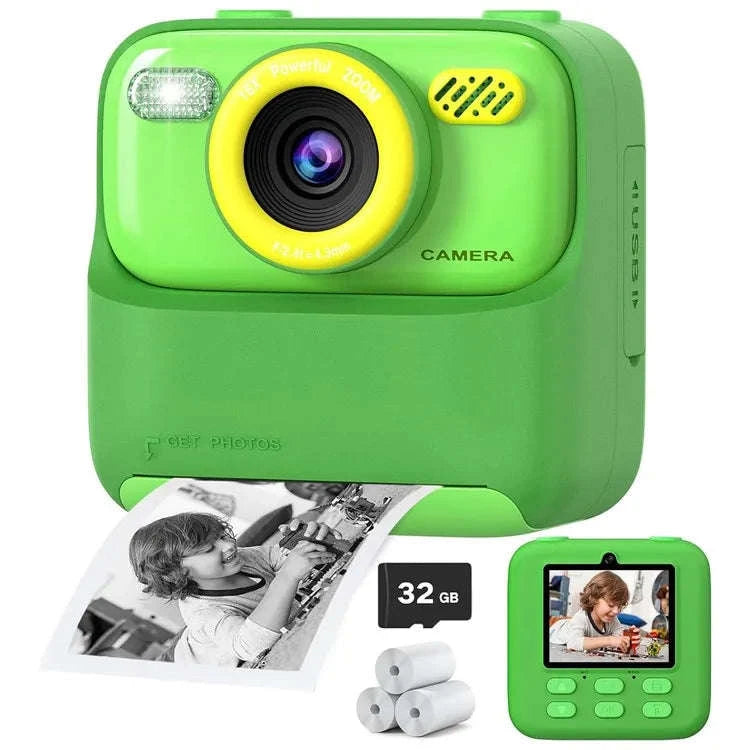 AMORUS Kids Camera Instant 1080P HD Dual Lens Selfie-Black Pink