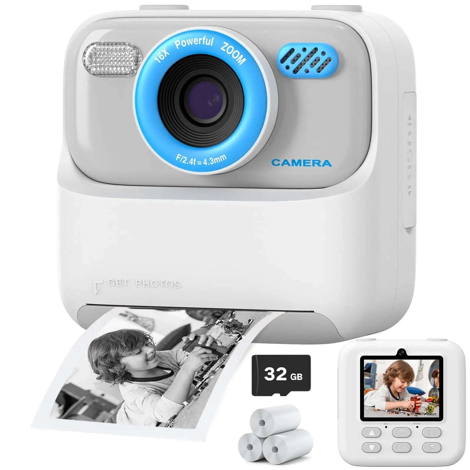 AMORUS Kids Camera Instant 1080P HD Dual Lens Selfie-Black Pink