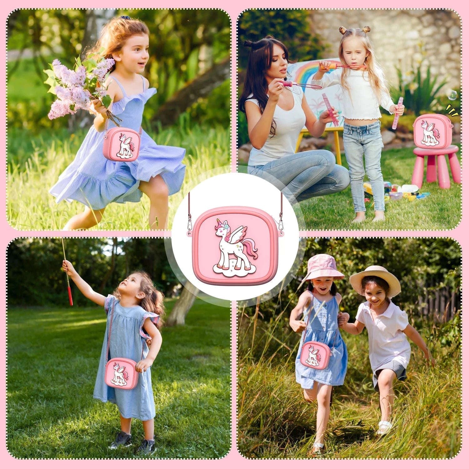 AMORUS Kids Camera Instant 1080P HD Dual Lens Selfie-Black Pink