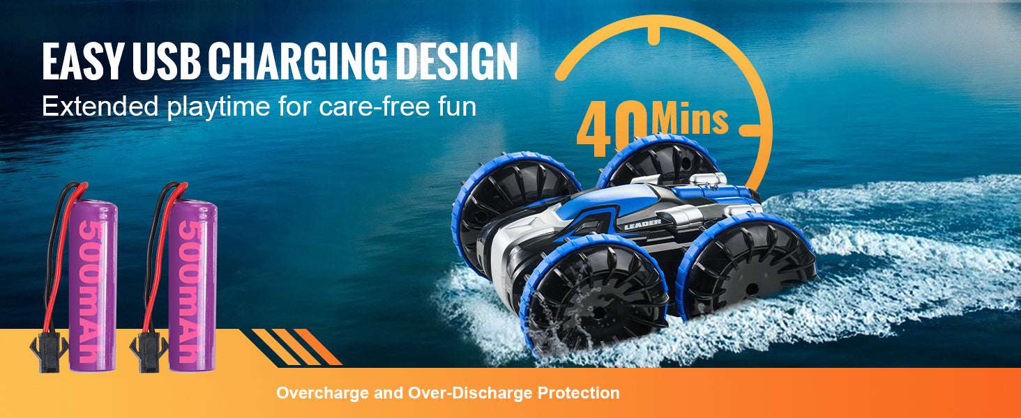 Amphibious RC Car Boat 2.4GHz Stunt Vehicle for Land & Water-Blue / CZECH REPUBLIC