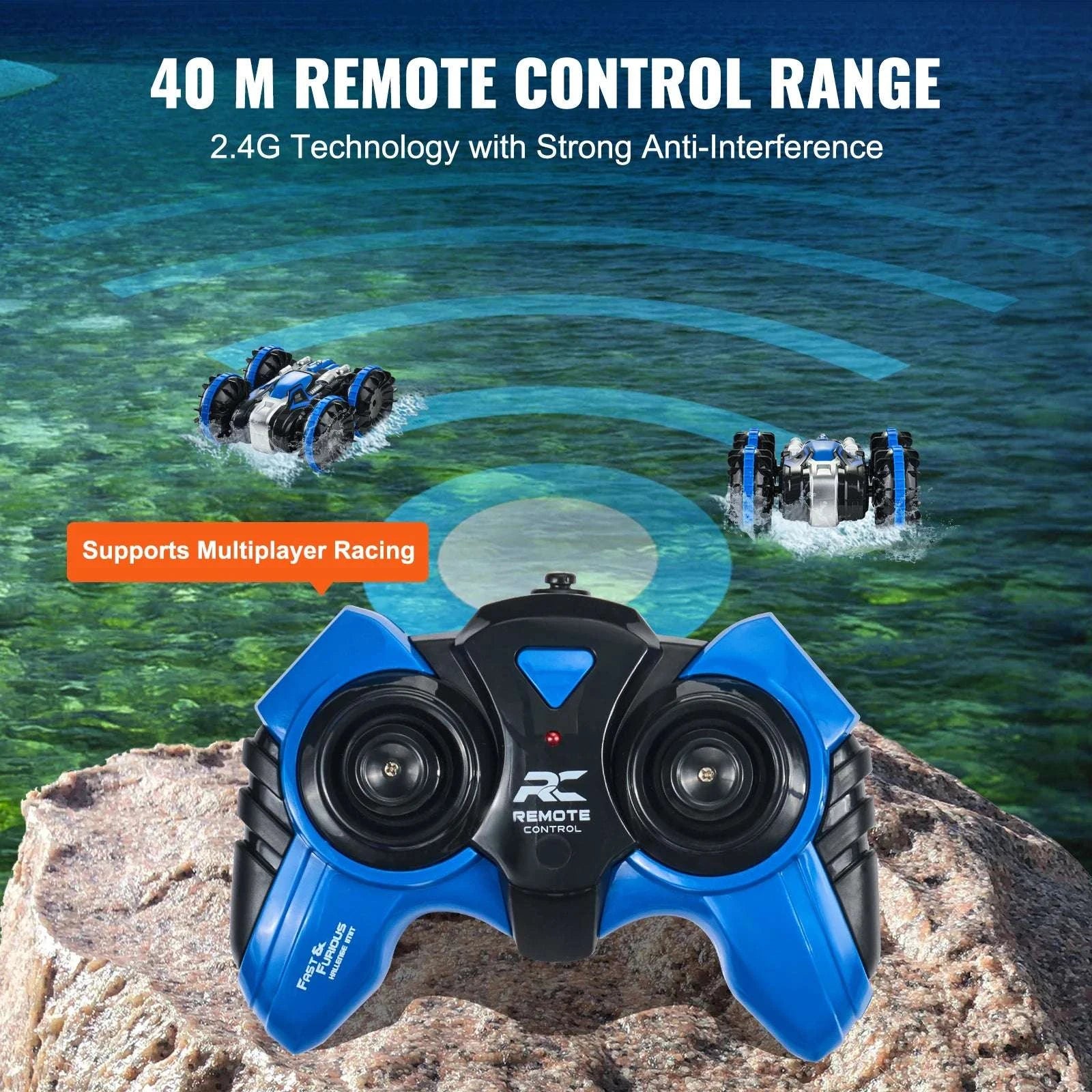 Amphibious RC Car Boat 2.4GHz Stunt Vehicle for Land & Water-Blue / CZECH REPUBLIC