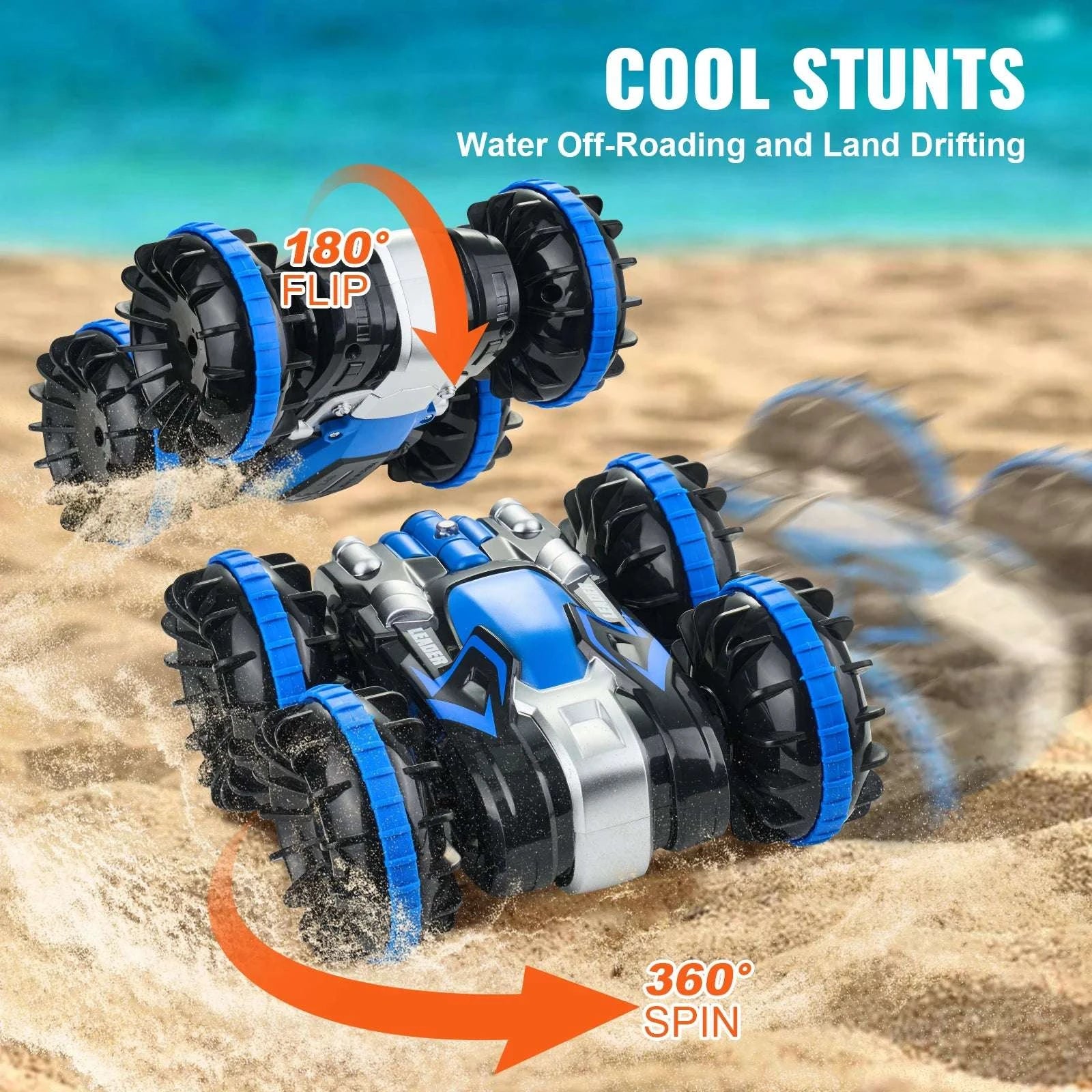 Amphibious RC Car Boat 2.4GHz Stunt Vehicle for Land & Water-Blue / CZECH REPUBLIC
