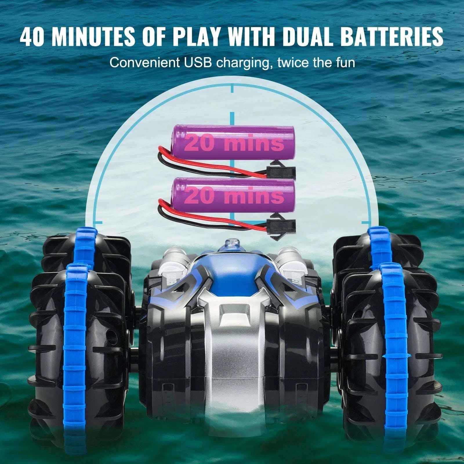 Amphibious RC Car Boat 2.4GHz Stunt Vehicle for Land & Water-Blue / CZECH REPUBLIC