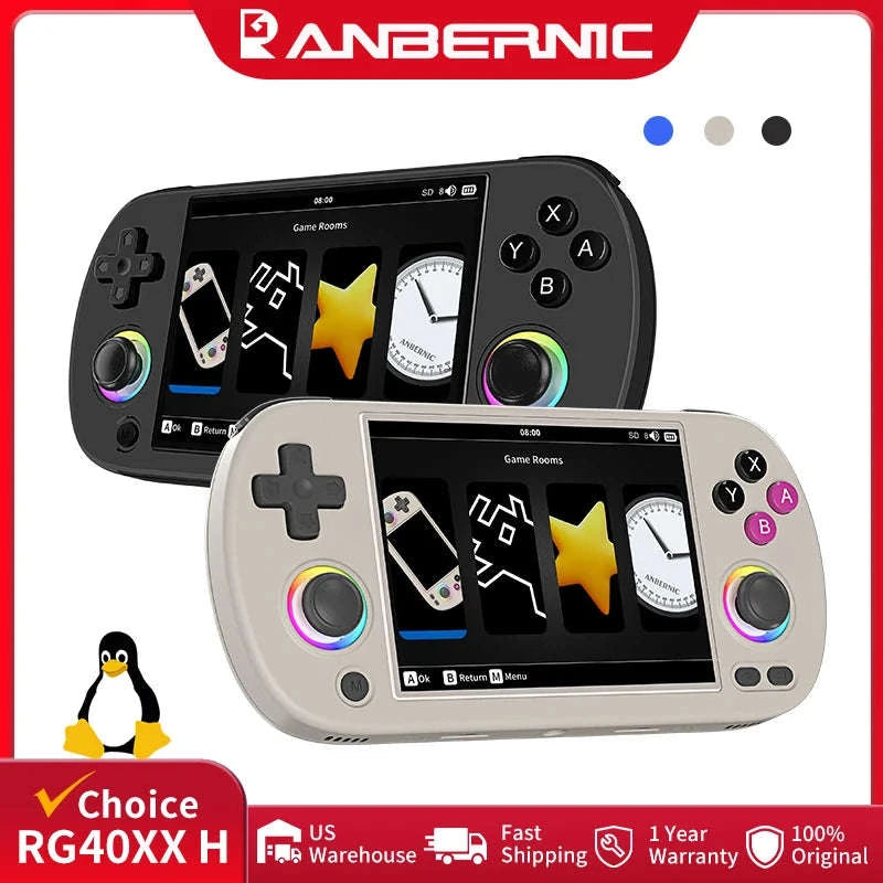 ANBERNIC RG40XX H Retro Handheld Console 4" IPS 5000+ Games-New Blue 64GB / United States