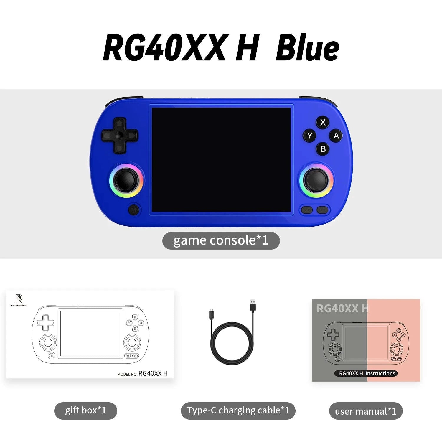 ANBERNIC RG40XX H Retro Handheld Console 4" IPS 5000+ Games-New Blue 64GB / United States