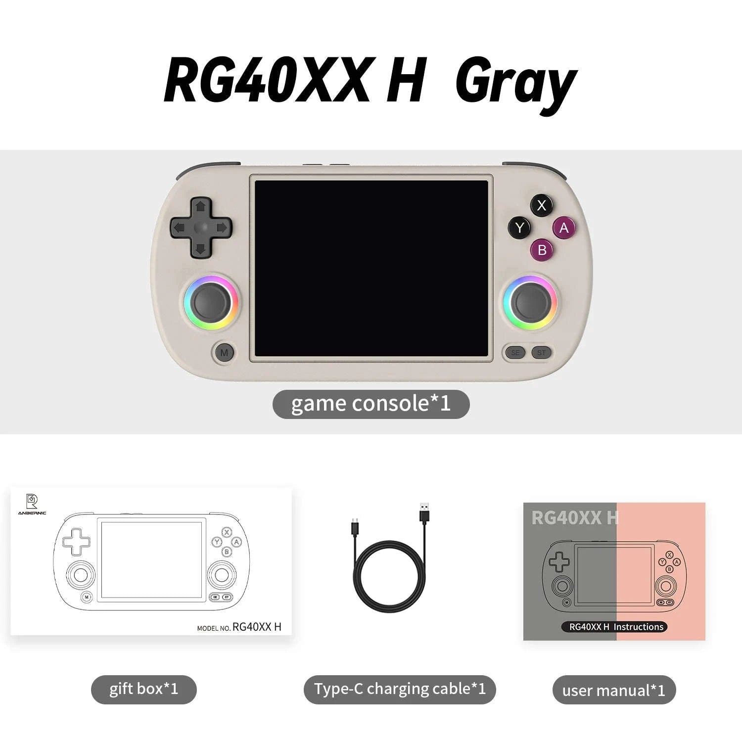 ANBERNIC RG40XX H Retro Handheld Console 4" IPS 5000+ Games-New Blue 64GB / United States