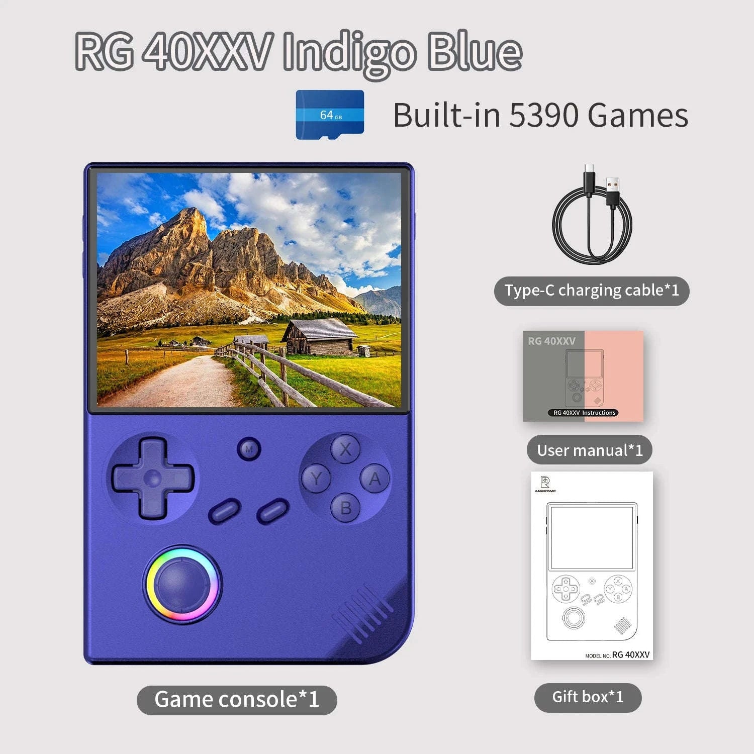 ANBERNIC RG40XXV Retro Handheld Console 4" IPS 4000 Games WiFi-Blue 64GB / United States