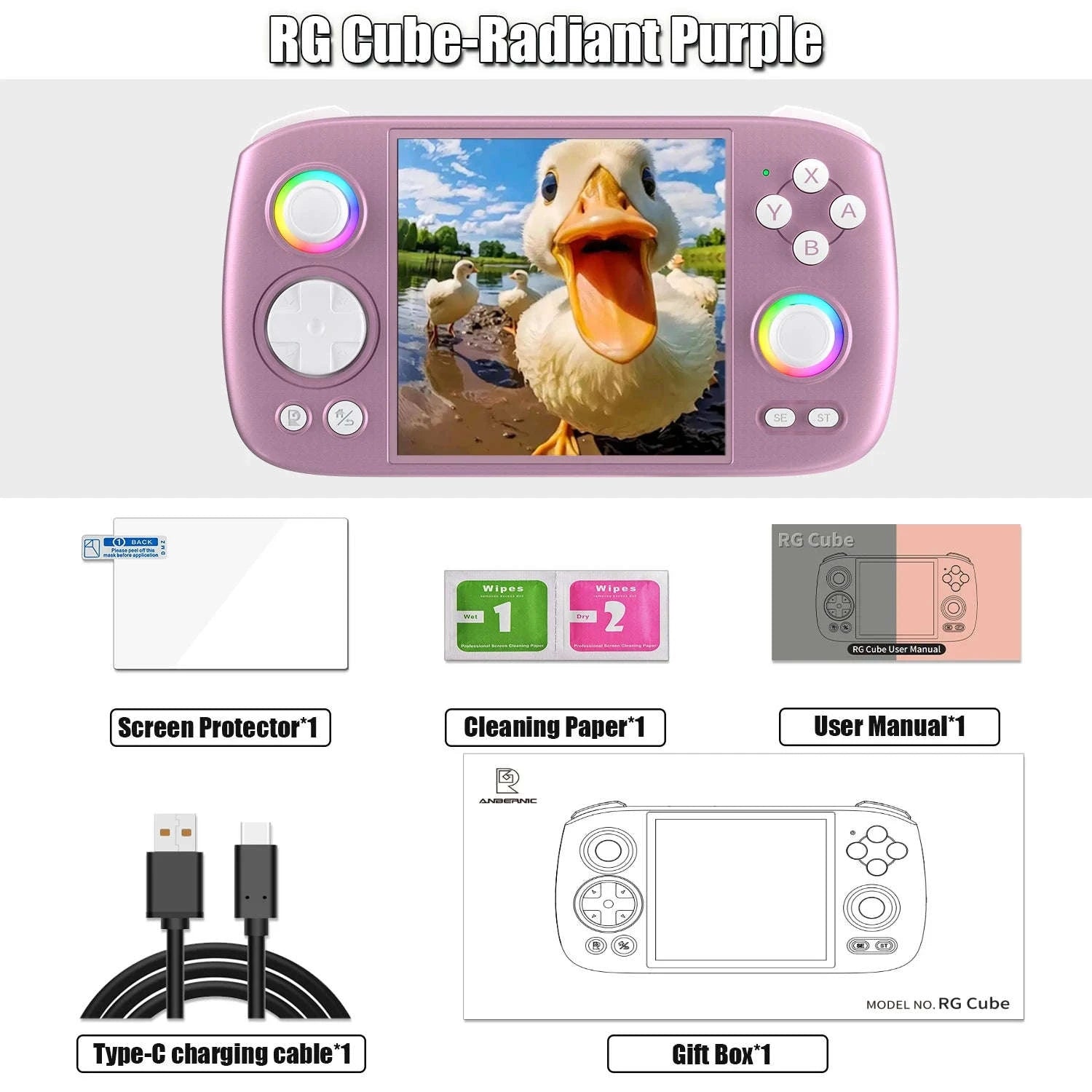 Anbernic RGCube Handheld Game Console-Radiant Purple / GERMANY / No Game Card
