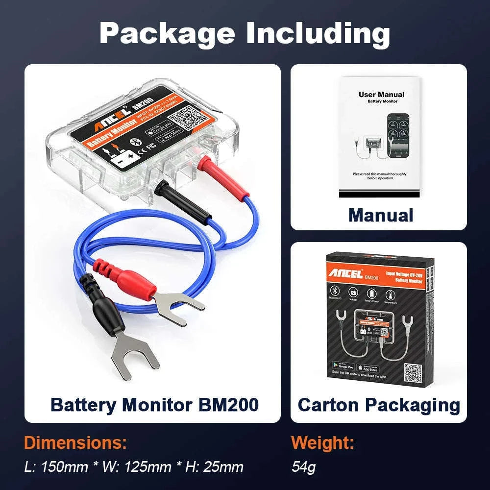 ANCEL BM200 12V Car Battery Monitor with App Alerts-green