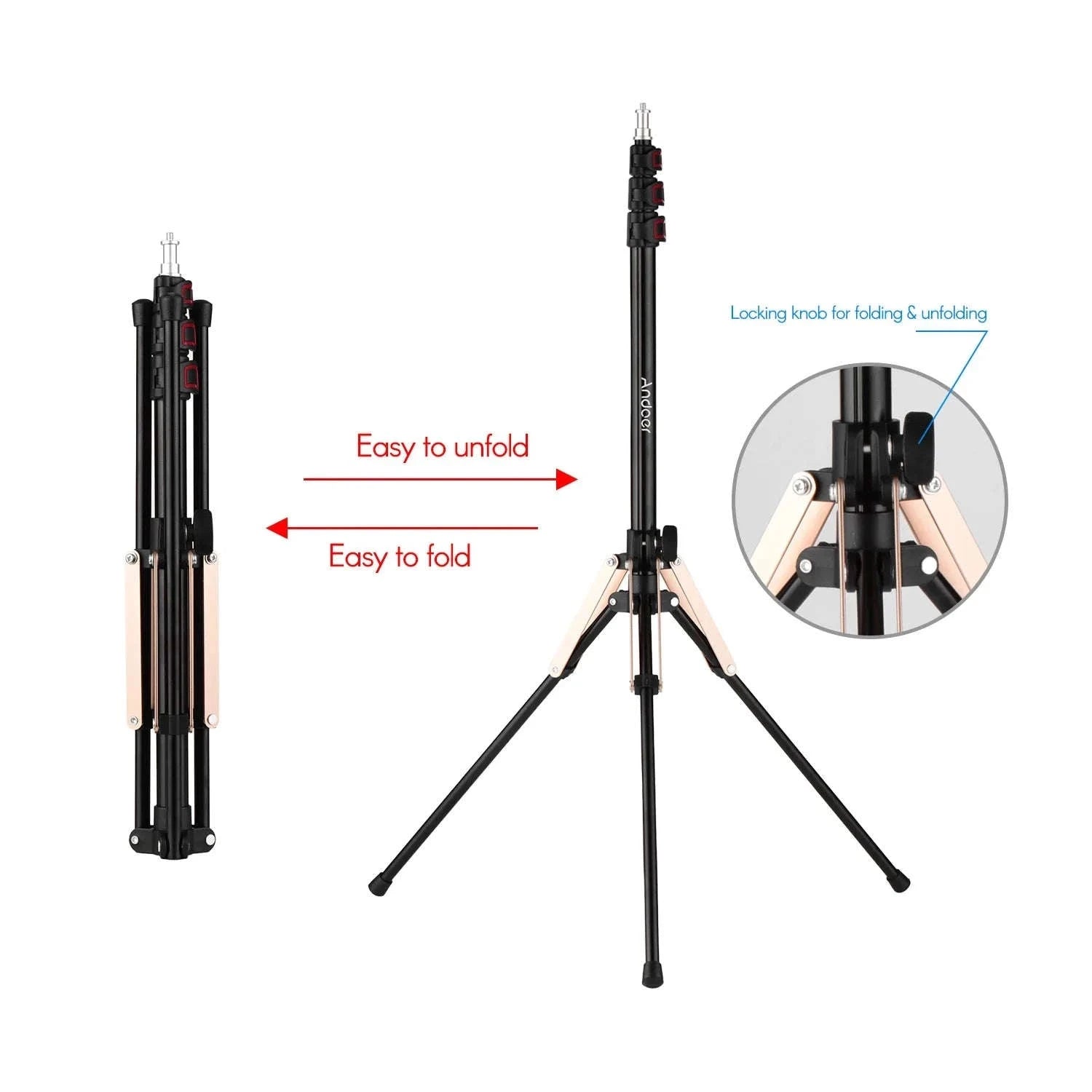 Andoer 190cm Aluminum Photography Light Stand, 3kg Load-Default Title