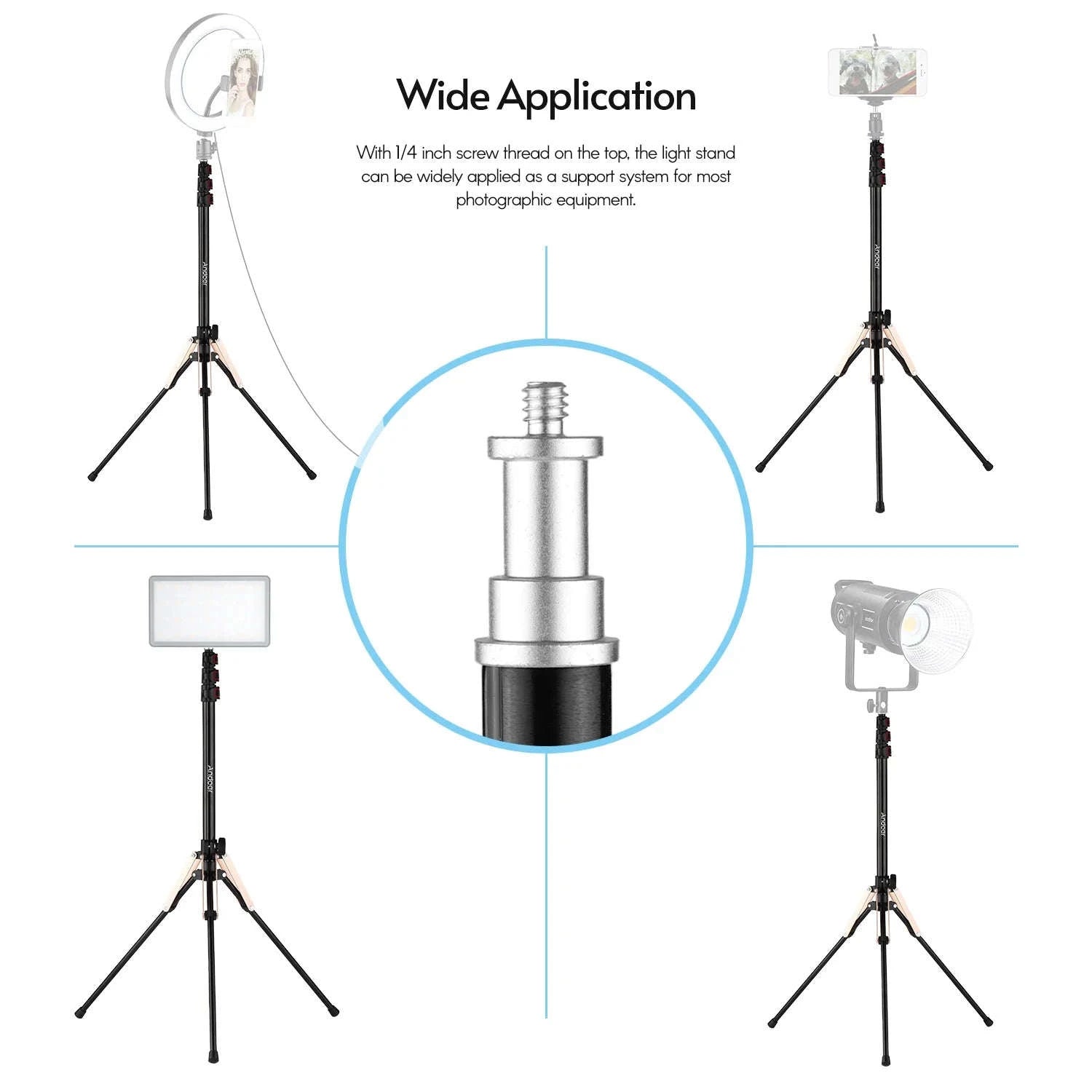 Andoer 190cm Portable Aluminum Photography Light Stand-Default Title