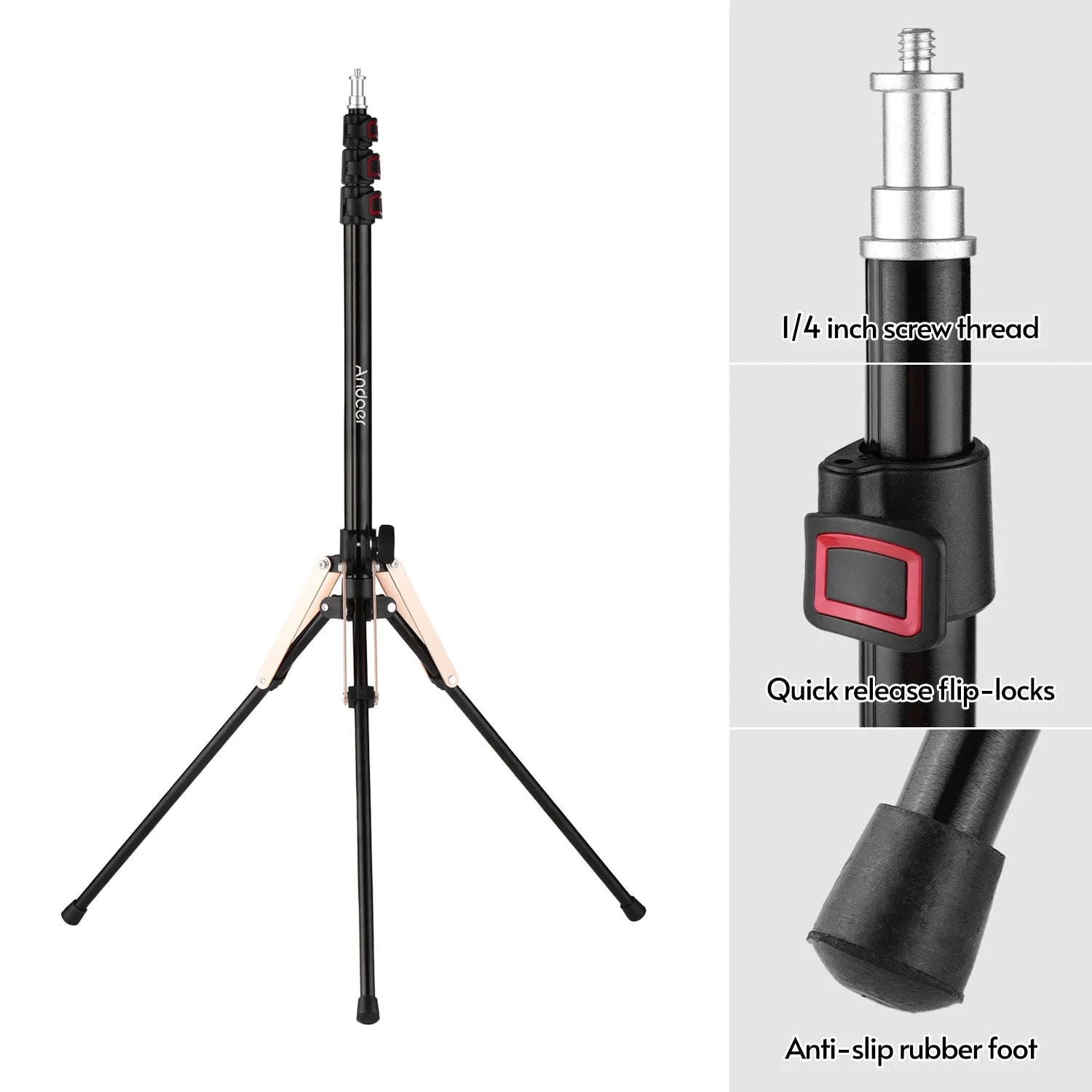 Andoer 190cm Portable Aluminum Photography Light Stand-Default Title
