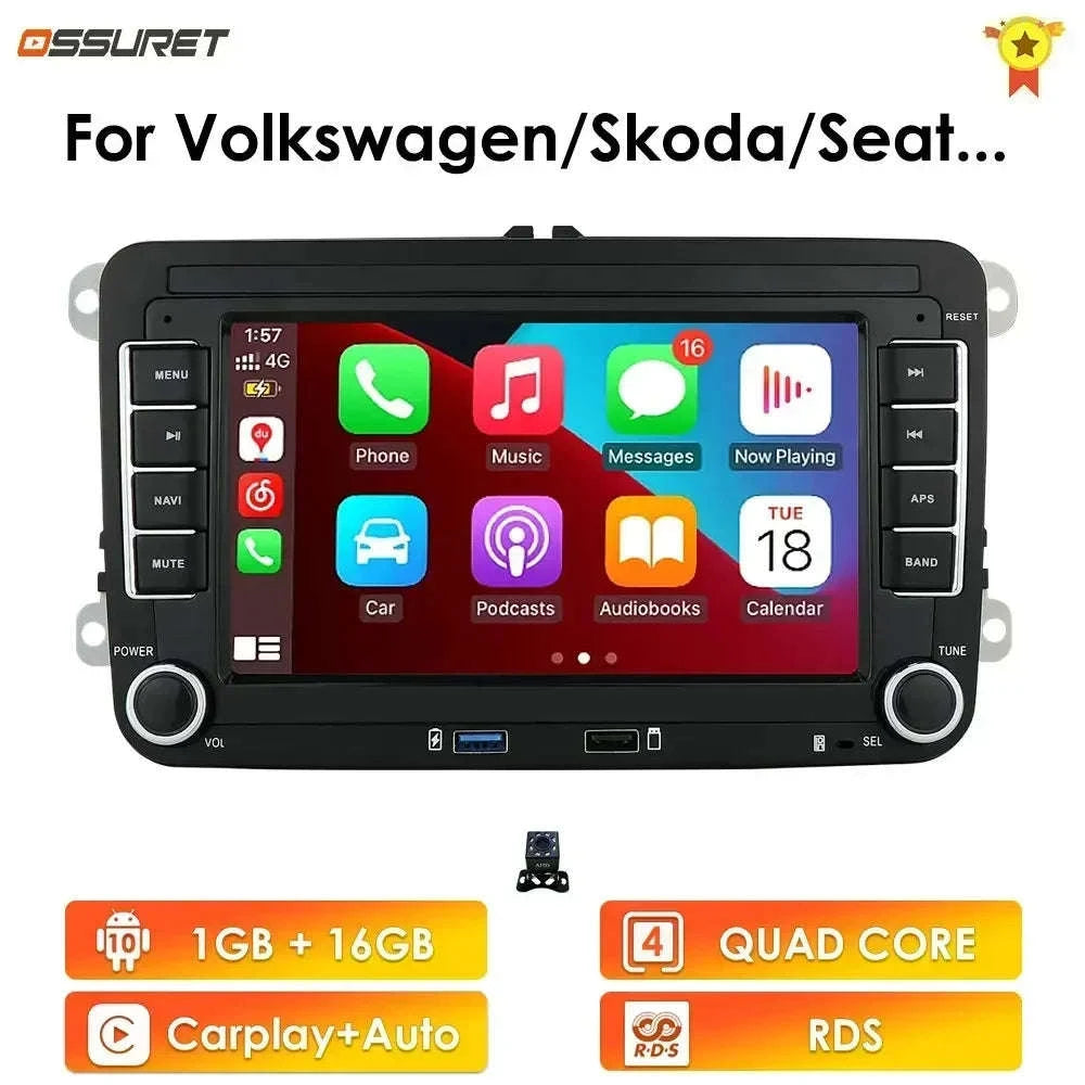Android 13 Car Radio with CarPlay for Volkswagen Vehicles-B 1G 16G / france
