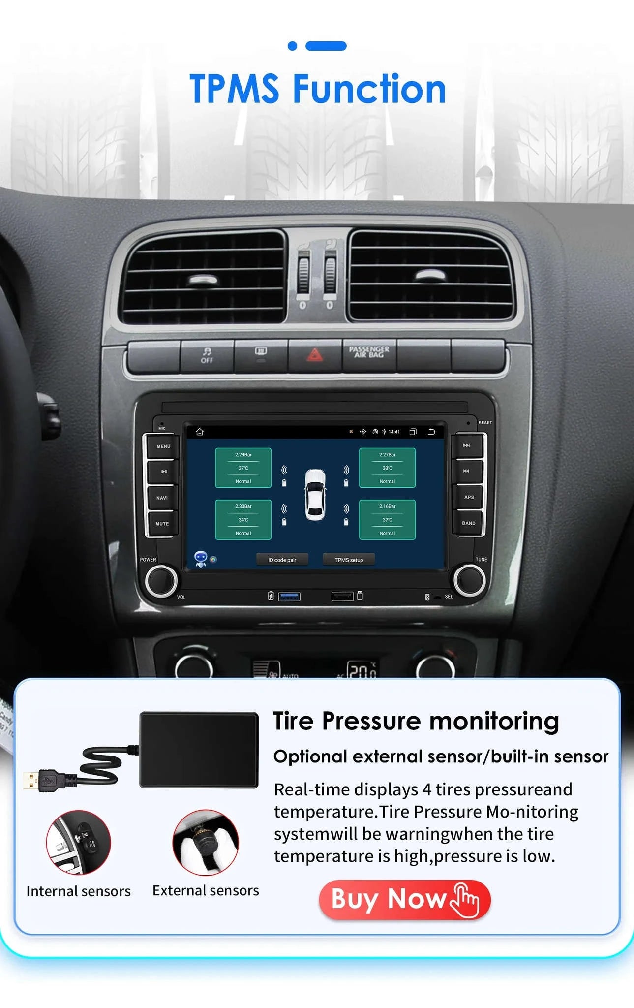 Android 13 Car Radio with CarPlay for Volkswagen Vehicles-B 1G 16G / france