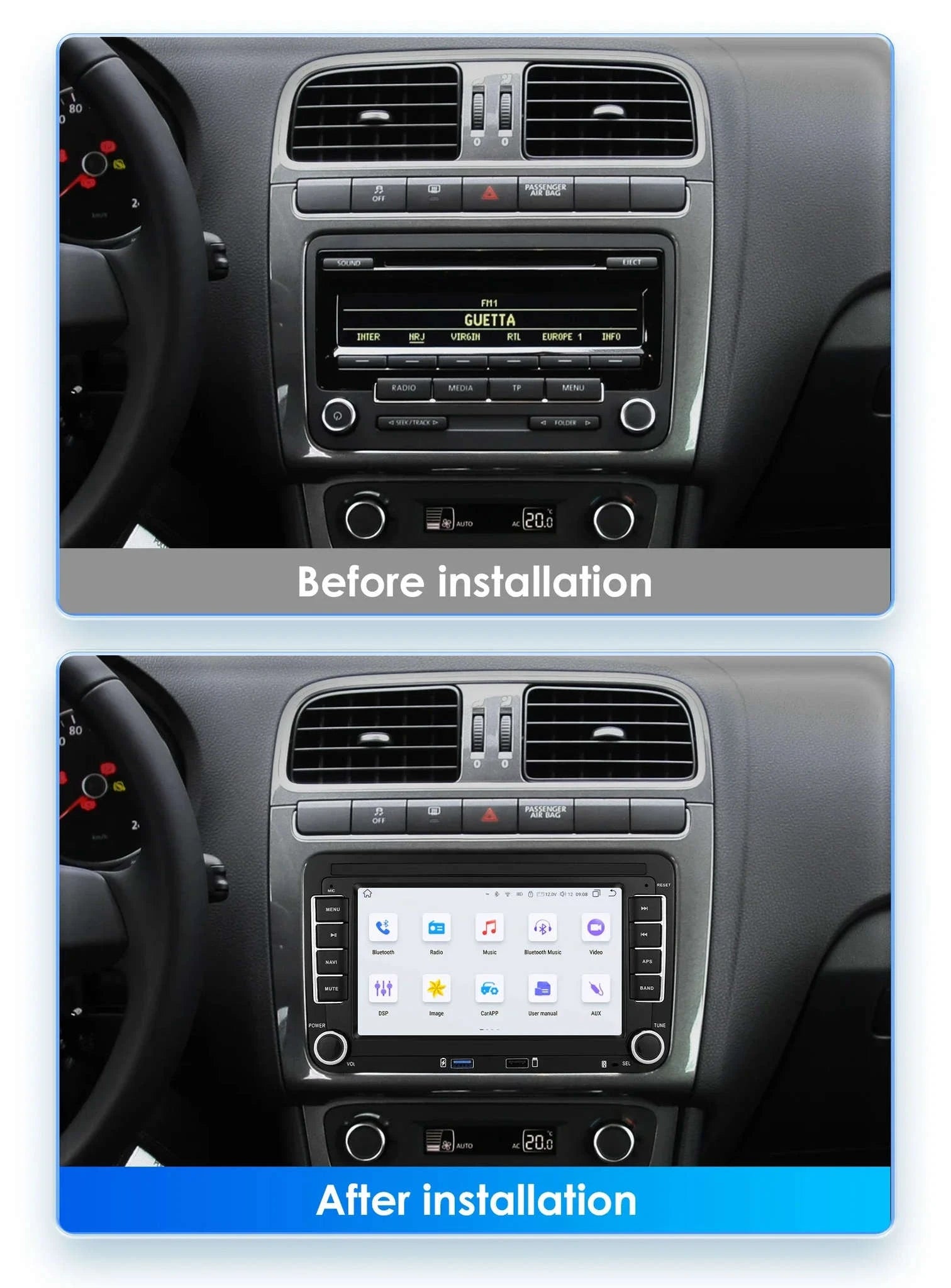 Android 13 Car Radio with CarPlay for Volkswagen Vehicles-B 1G 16G / france