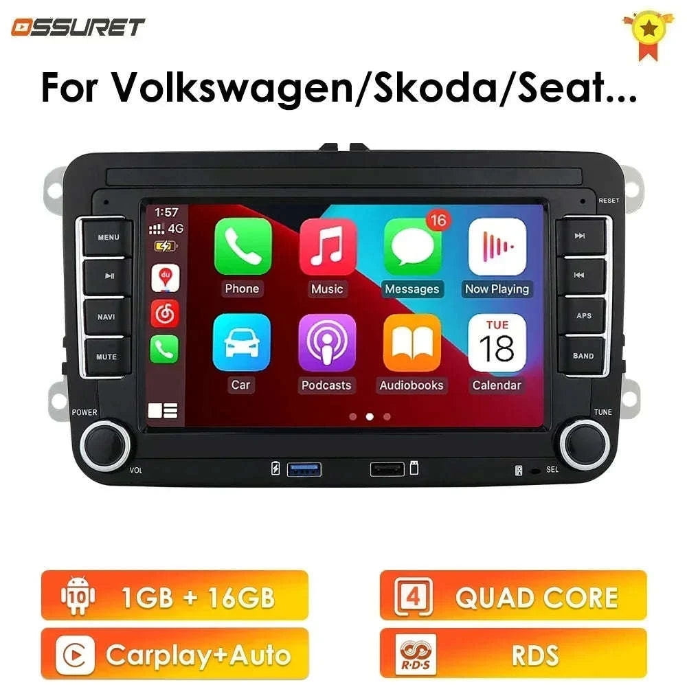 Android 13 Car Radio with CarPlay for Volkswagen Vehicles-B 1G 16G / france