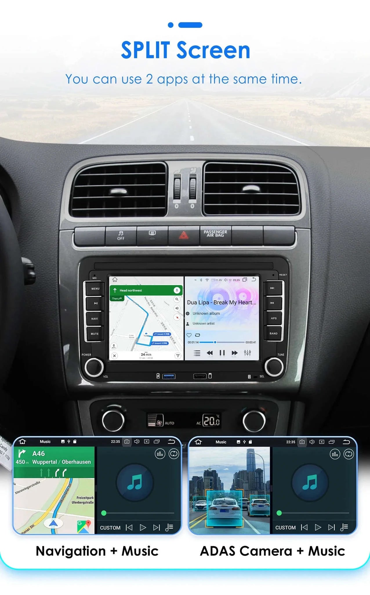 Android 13 Car Radio with CarPlay for Volkswagen Vehicles-B 1G 16G / france