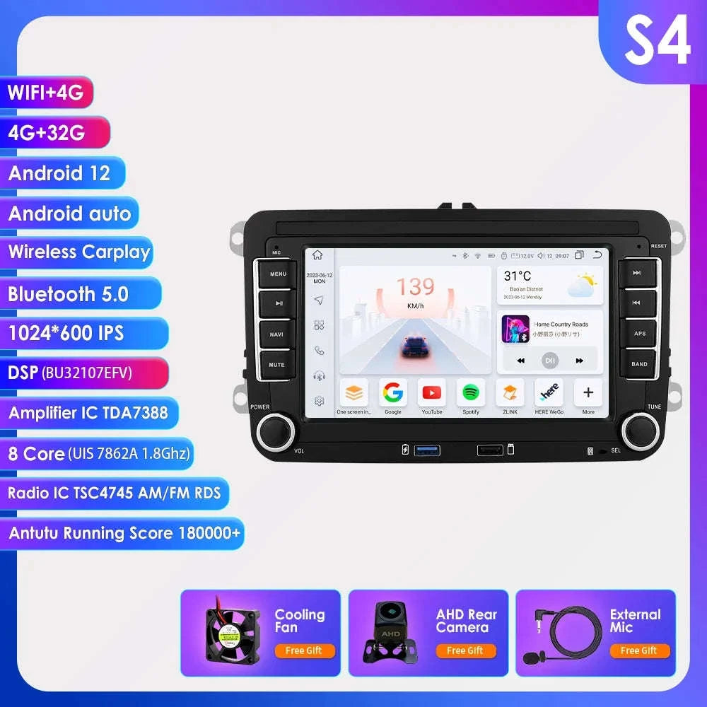 Android 13 Car Radio with CarPlay for Volkswagen Vehicles-B 1G 16G / france