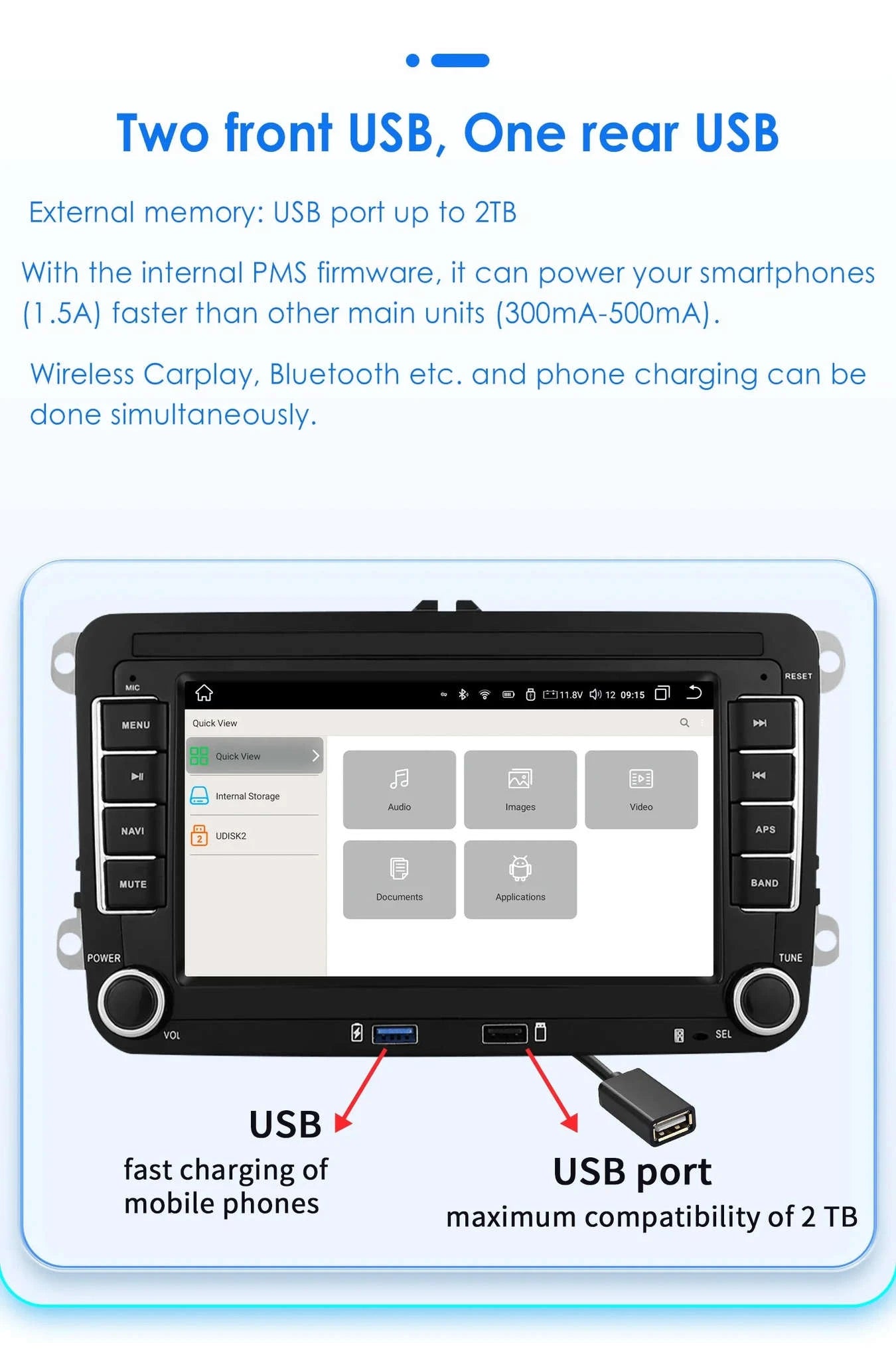 Android 13 Car Radio with CarPlay for Volkswagen Vehicles-B 1G 16G / france