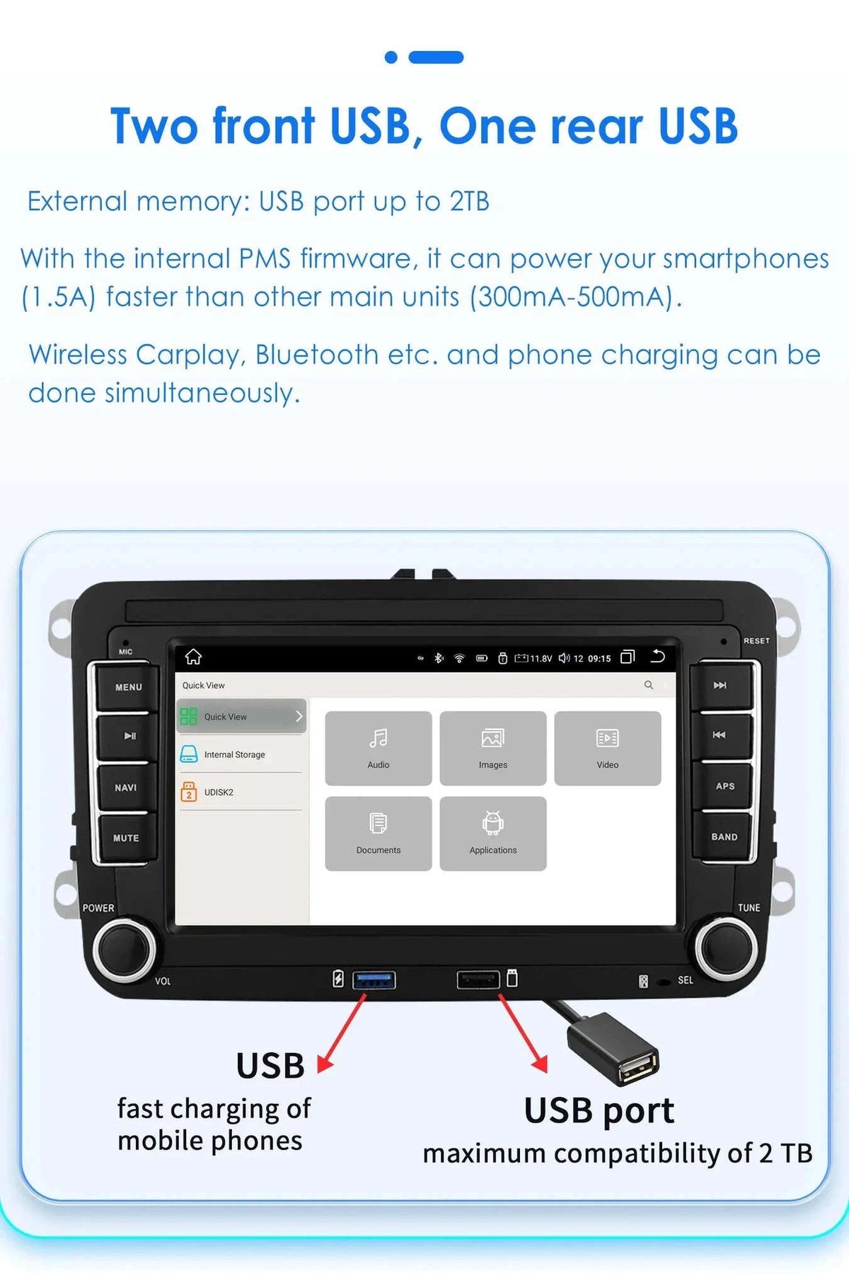 Android 13 Car Radio with CarPlay for Volkswagen Vehicles-B 1G 16G / GERMANY