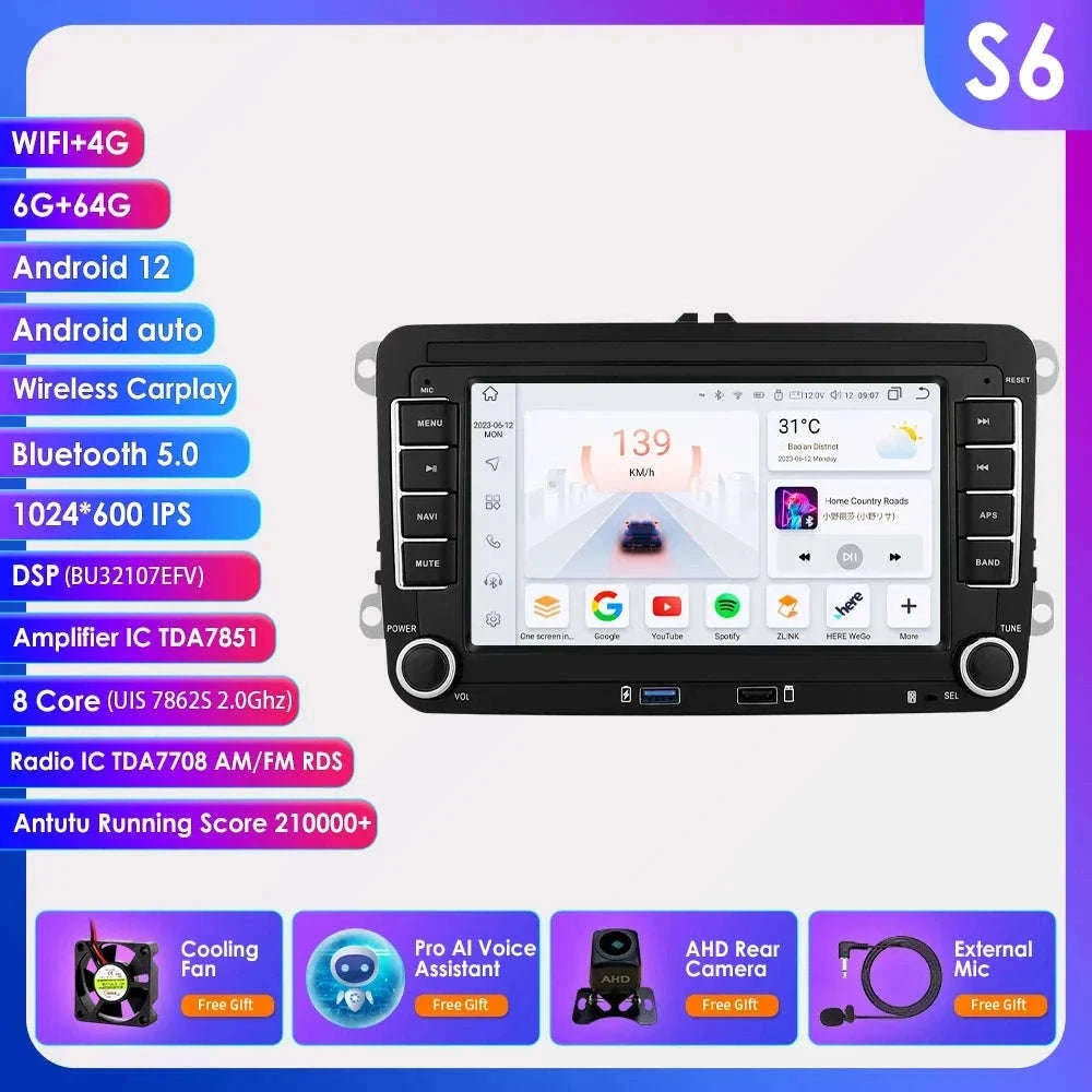 Android 13 Car Radio with CarPlay for Volkswagen Vehicles-B 1G 16G / GERMANY