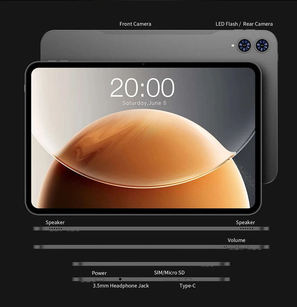 Android 16 Tablet 13.36 Inch 120Hz 4G LTE 128GB-Tablet and Case and Keyboard / Germany