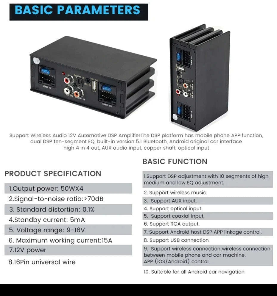 Android Car DSP Audio Processor Amplifier 4x80W-Default Title