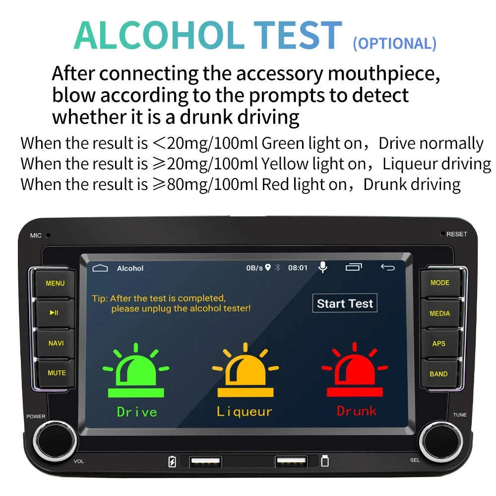 Android Car Radio CarPlay for VW Vehicles 7" Multimedia System-Base 2-32G / france