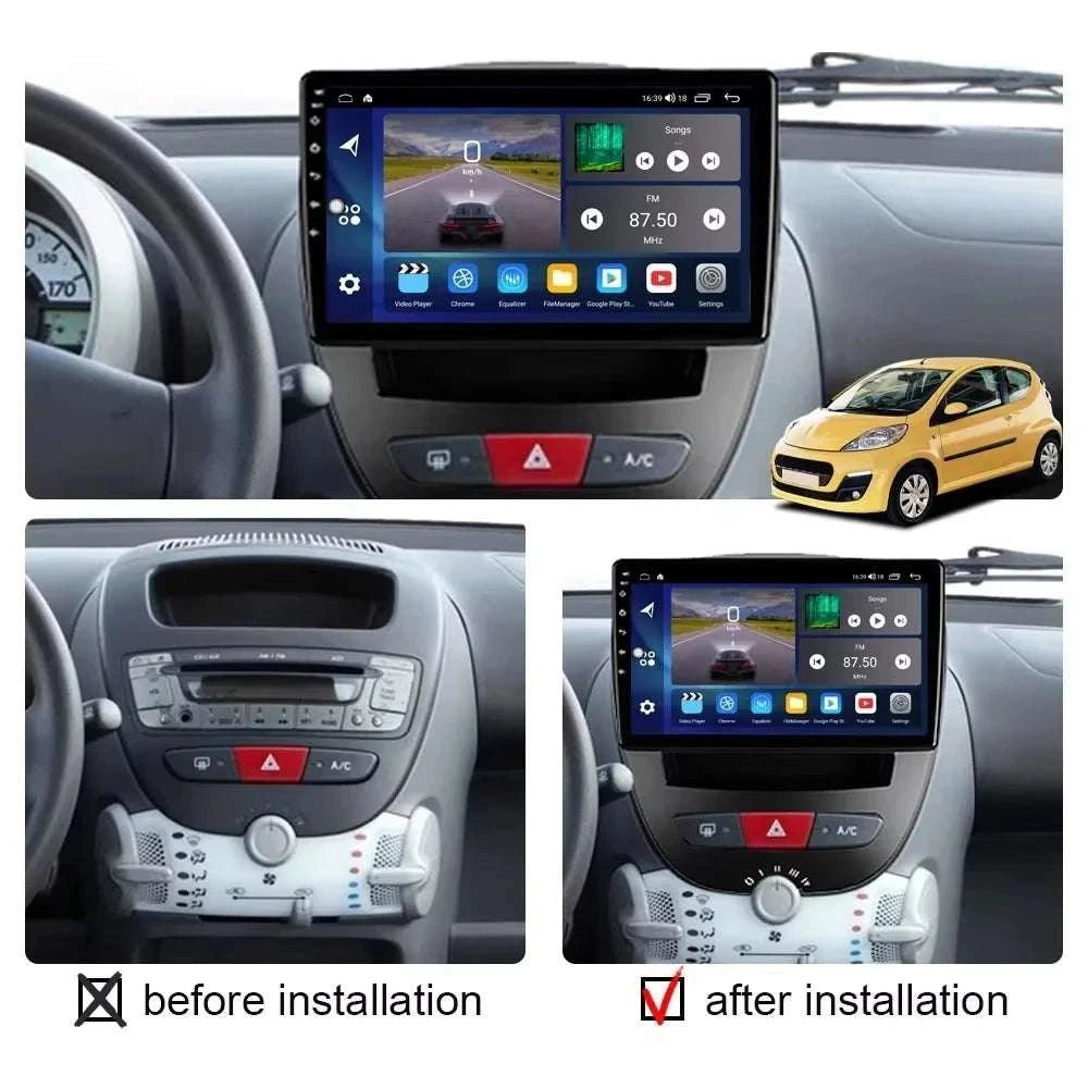 Android CarPlay Radio 10.1" for Peugeot 107 Aygo C1 2005–2014-8-128 DVR 4G 2K / China Mainland