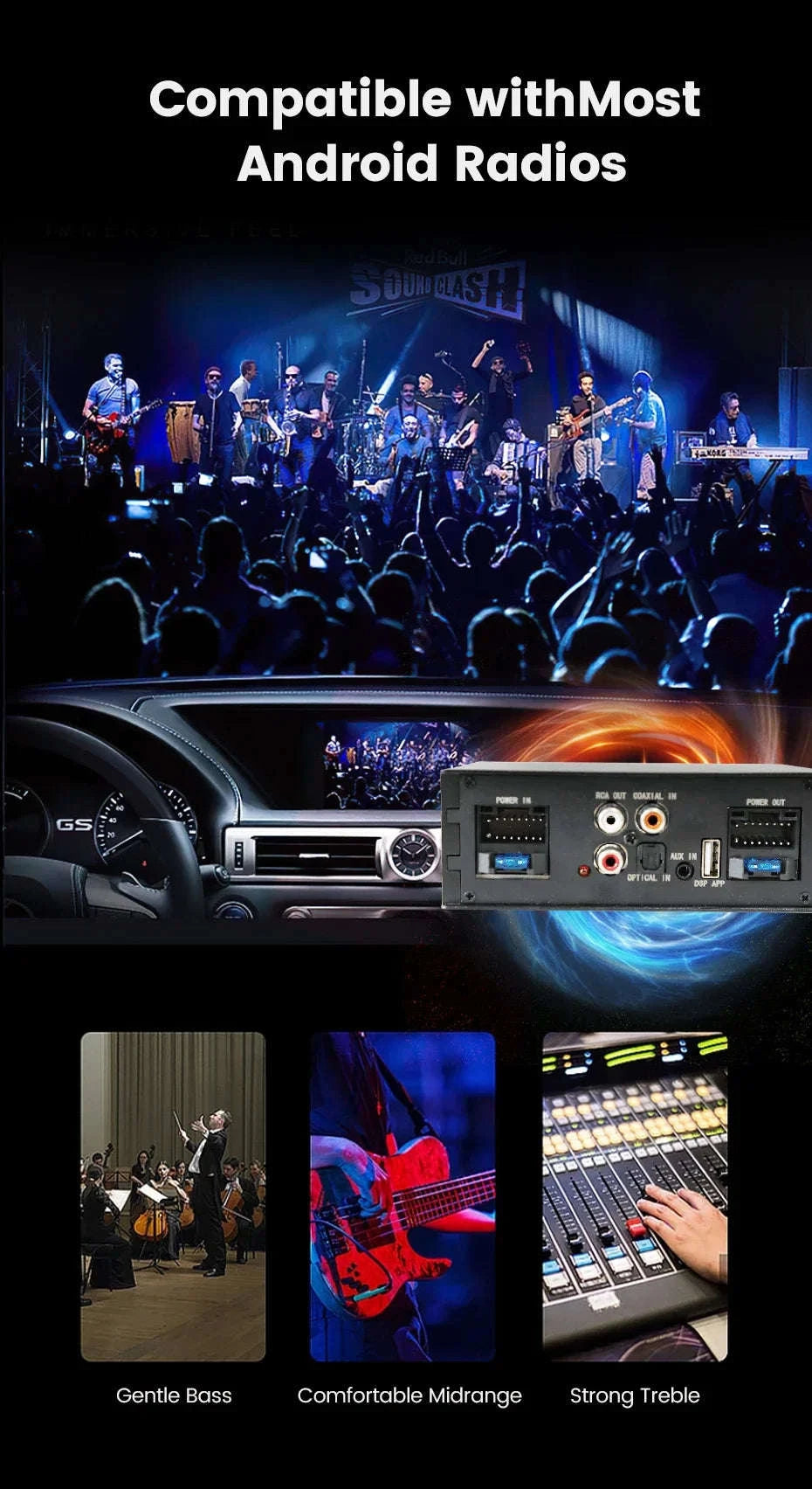 Android Radio DSP Audio Processor 4*80W Amplify Automotive Sound Modules Electronics Stereo Amplifer APP Automobiles Car Parts-Default Title